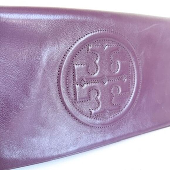 TORY BURCH Reva Shoulder Bag Wild Plum Purple Leather Chain Strap Logo Luxury - Picture 3 of 9